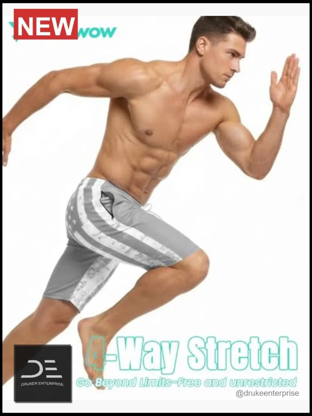 Men's Swim Trunks with Compression Liner Quick Dry Zipper Pockets